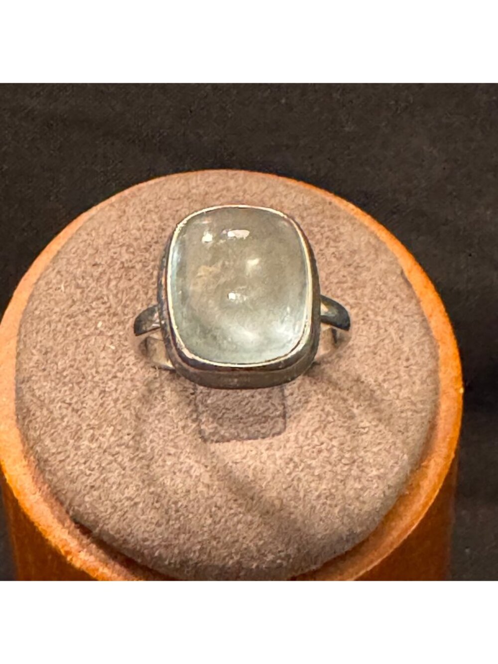 Sterling Silver 925 Moonstone Cabochon Bezel Set Statement Ring Size 7.25